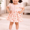 Peach Girls Cap Sleeves Frock With Panty