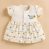 Cream Girls Cap Sleeves Frock With Panty