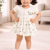 Cream Girls Cap Sleeves Frock With Panty