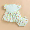 Green Girls Cap Sleeves Frock With Panty