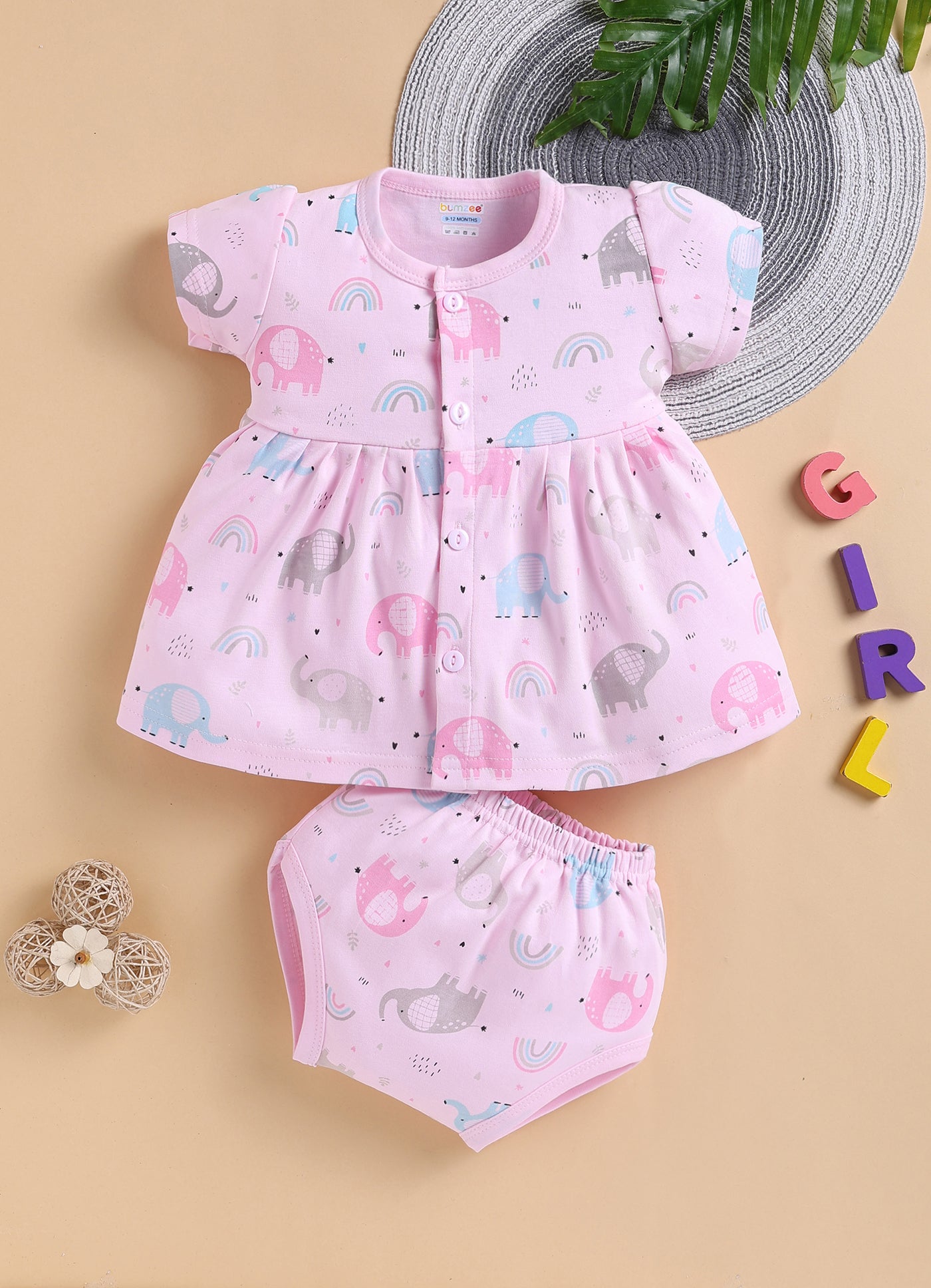 Pink Girls Cap Sleeves Frock With Panty