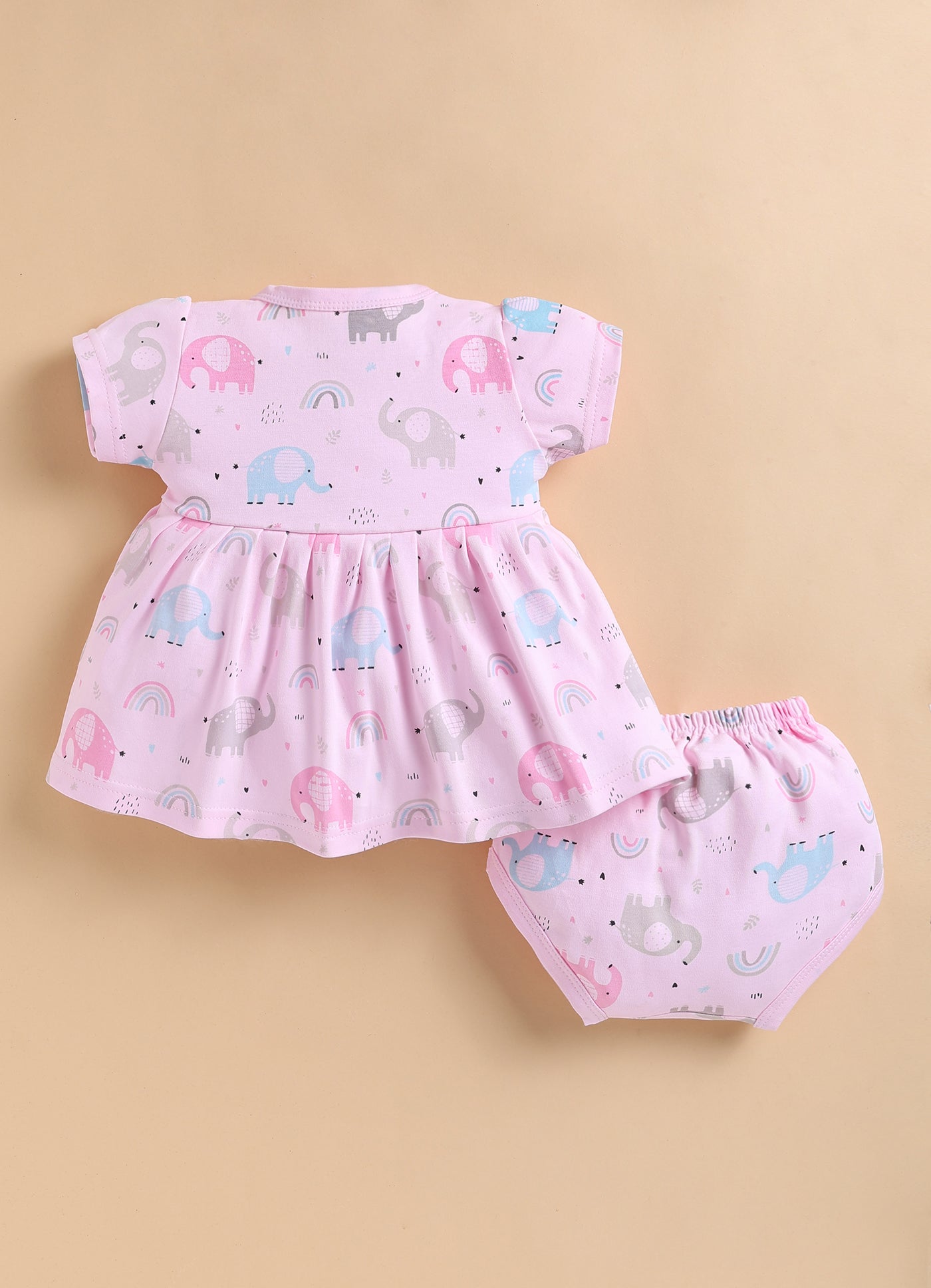 Pink Girls Cap Sleeves Frock With Panty