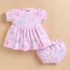 Pink Girls Cap Sleeves Frock With Panty
