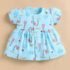 Blue Girls Cap Sleeves Frock With Panty