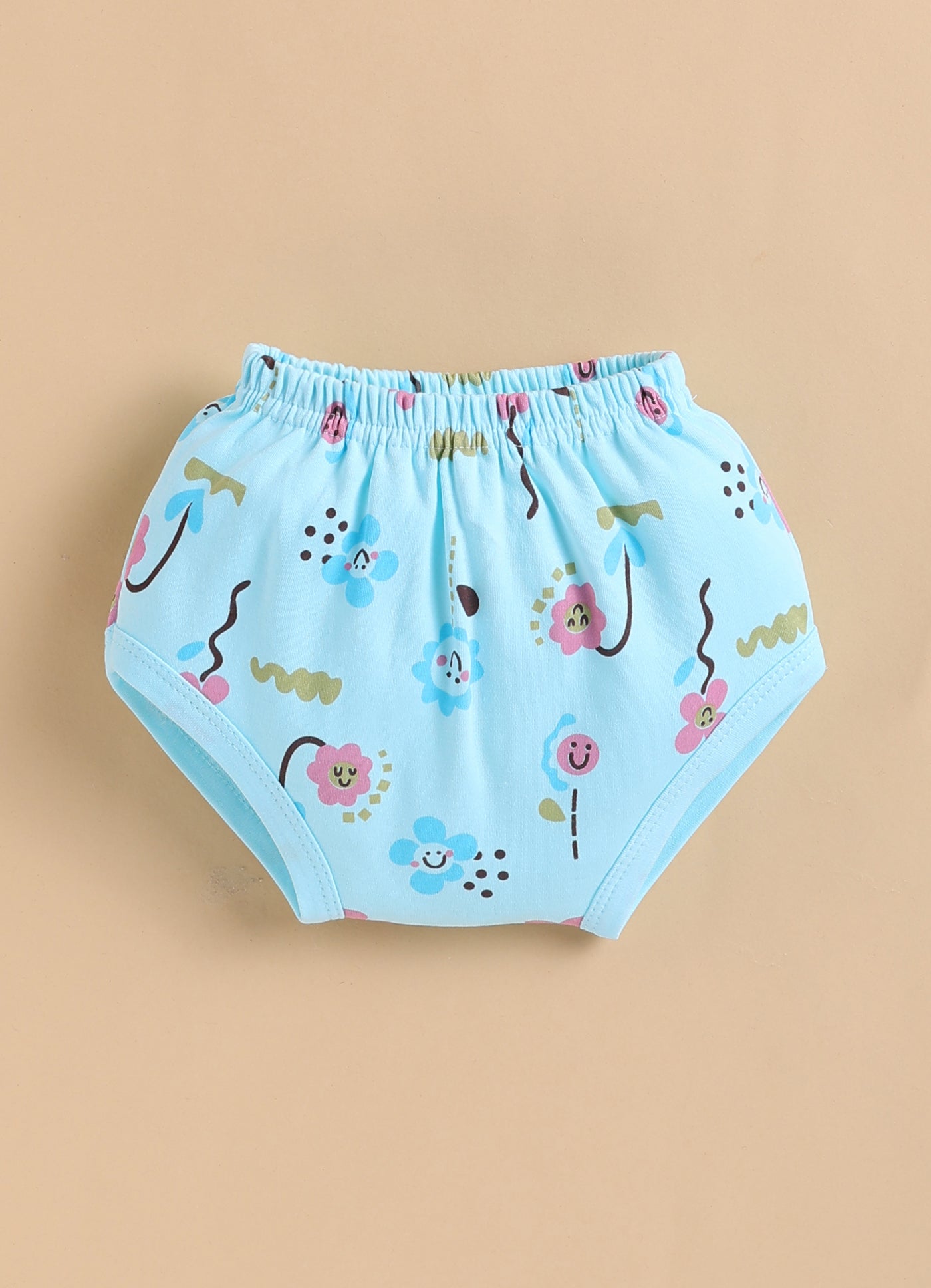 Blue Girls Cap Sleeves Frock With Panty