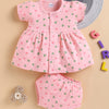 Peach Girls Cap Sleeves Frock With Panty