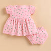 Peach Girls Cap Sleeves Frock With Panty