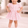 Peach Girls Cap Sleeves Frock With Panty