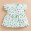 Green & Peach Girls Cap Sleeves Cotton Above Knee Length Frock Pack of 2