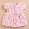 Green & Peach Girls Cap Sleeves Cotton Above Knee Length Frock Pack of 2