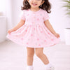 Green & Peach Girls Cap Sleeves Cotton Above Knee Length Frock Pack of 2