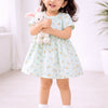 Green & Peach Girls Cap Sleeves Cotton Above Knee Length Frock Pack of 2