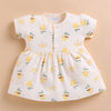 Pink & Yellow Girls Cap Sleeves Cotton Above Knee Length Frock Pack of 2