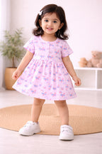 Bumzee Pink & Yellow Animal Print Frock, Pack of 2, Cap Sleeves, 100% Cotton