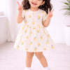 Pink & Yellow Girls Cap Sleeves Cotton Above Knee Length Frock Pack of 2