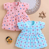 Blue & Peach Girls Cap Sleeves Cotton Above Knee Length Frock Pack of 2