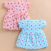 Blue & Peach Girls Cap Sleeves Cotton Above Knee Length Frock Pack of 2