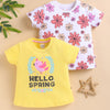 BUMZEE Yellow & White Girls Half Sleeves Cotton T-Shirts Pack Of 2