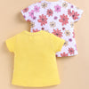 BUMZEE Yellow & White Girls Half Sleeves Cotton T-Shirts Pack Of 2
