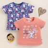 BUMZEE Orange & Navy Girls Half Sleeves Cotton T-Shirts Pack Of 2