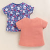 BUMZEE Orange & Navy Girls Half Sleeves Cotton T-Shirts Pack Of 2