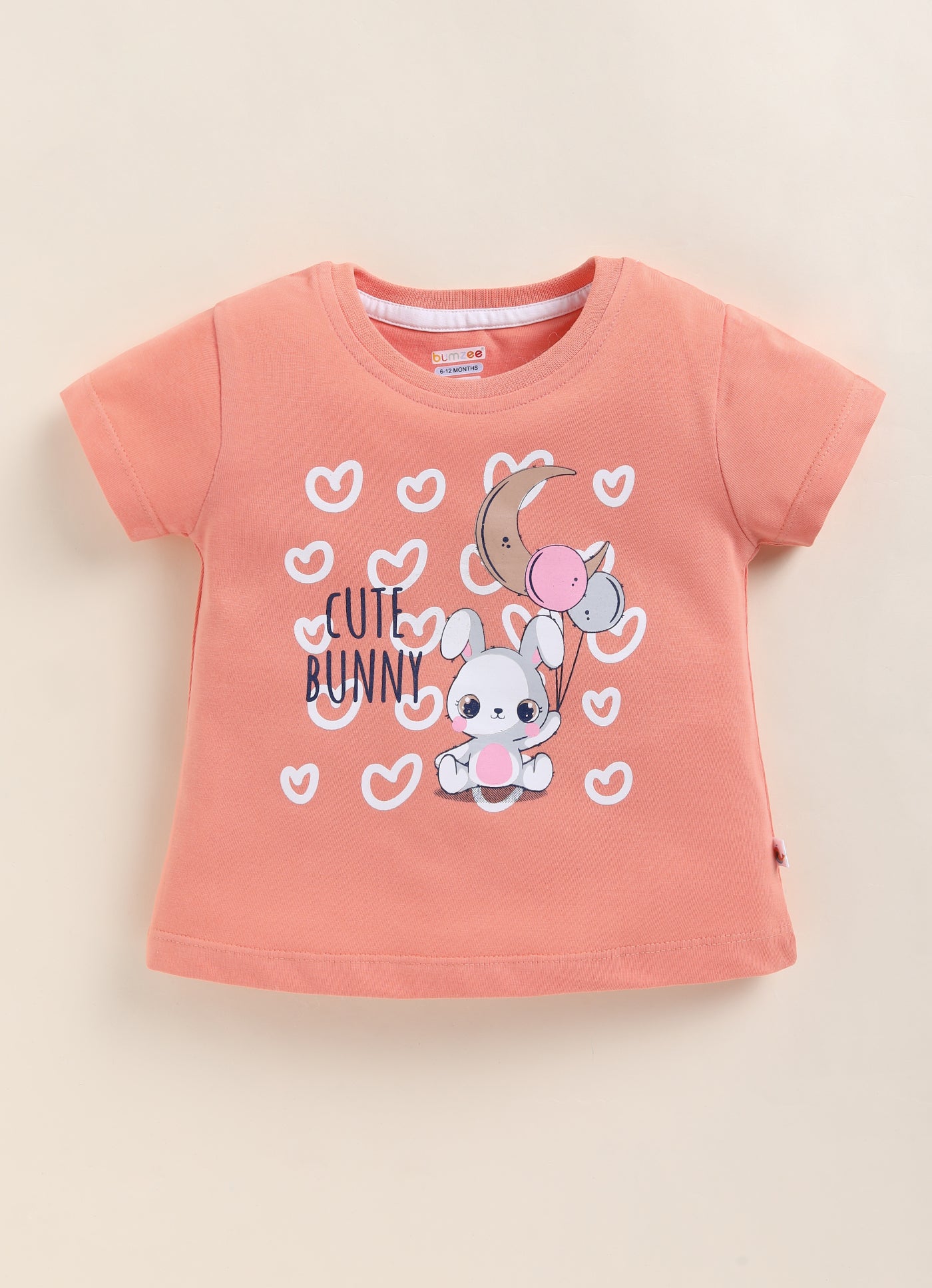 BUMZEE Orange & Navy Girls Half Sleeves Cotton T-Shirts Pack Of 2