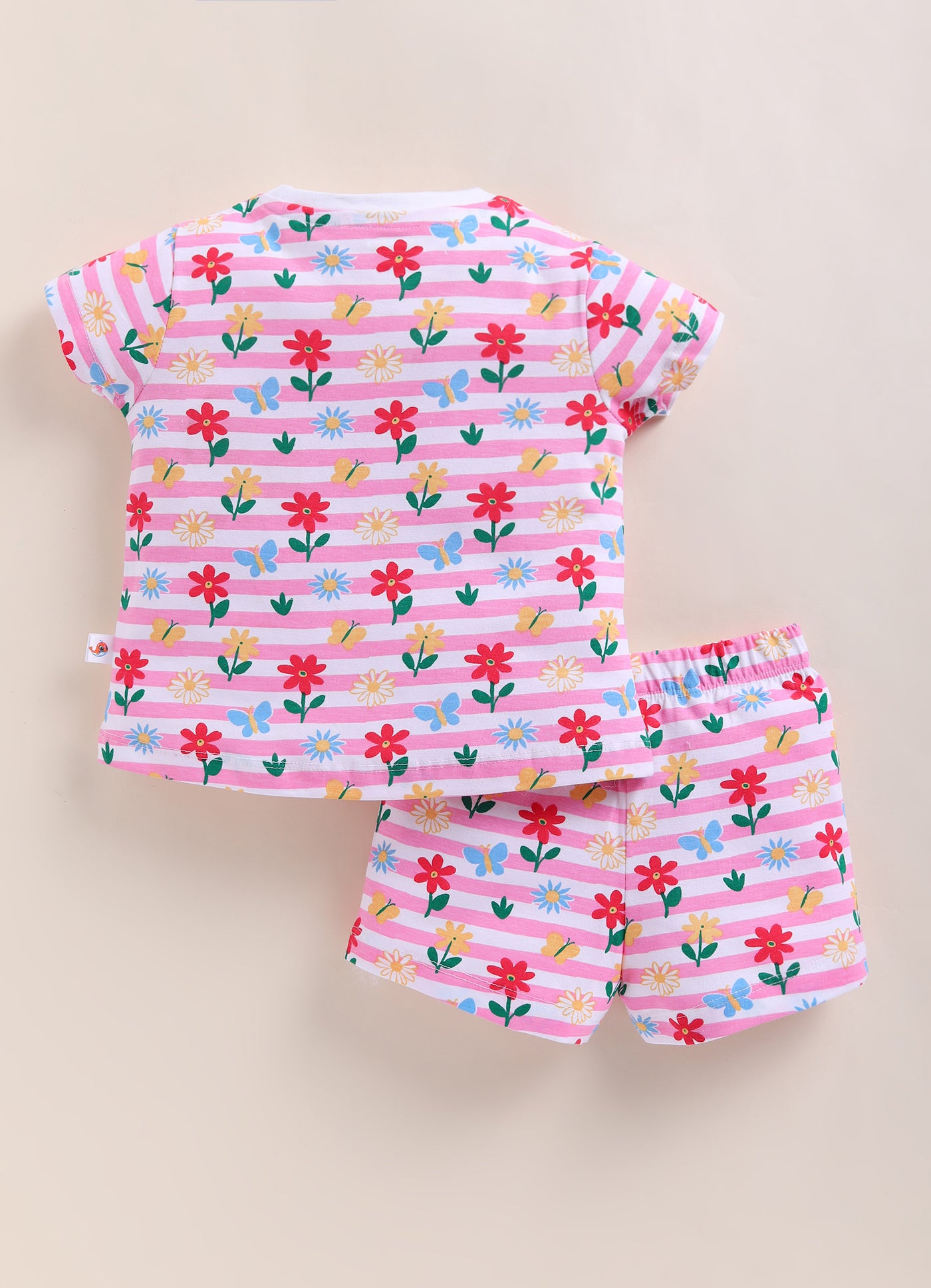 BUMZEE White & Pink Girls Half Sleeves T-Shirt & Short Set