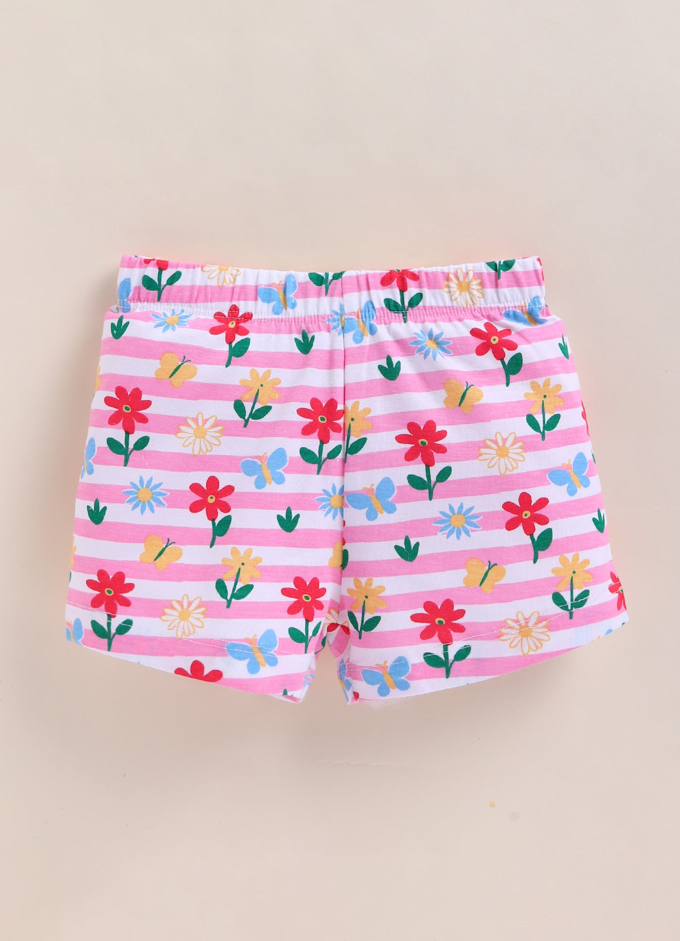 BUMZEE White & Pink Girls Half Sleeves T-Shirt & Short Set