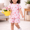 BUMZEE White & Pink Girls Half Sleeves T-Shirt & Short Set