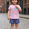 BUMZEE Baby Pink & Navy Girls Half Sleeves T-Shirt & Short Set