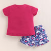 BUMZEE Pink & Navy Girls Half Sleeves T-Shirt & Short Set