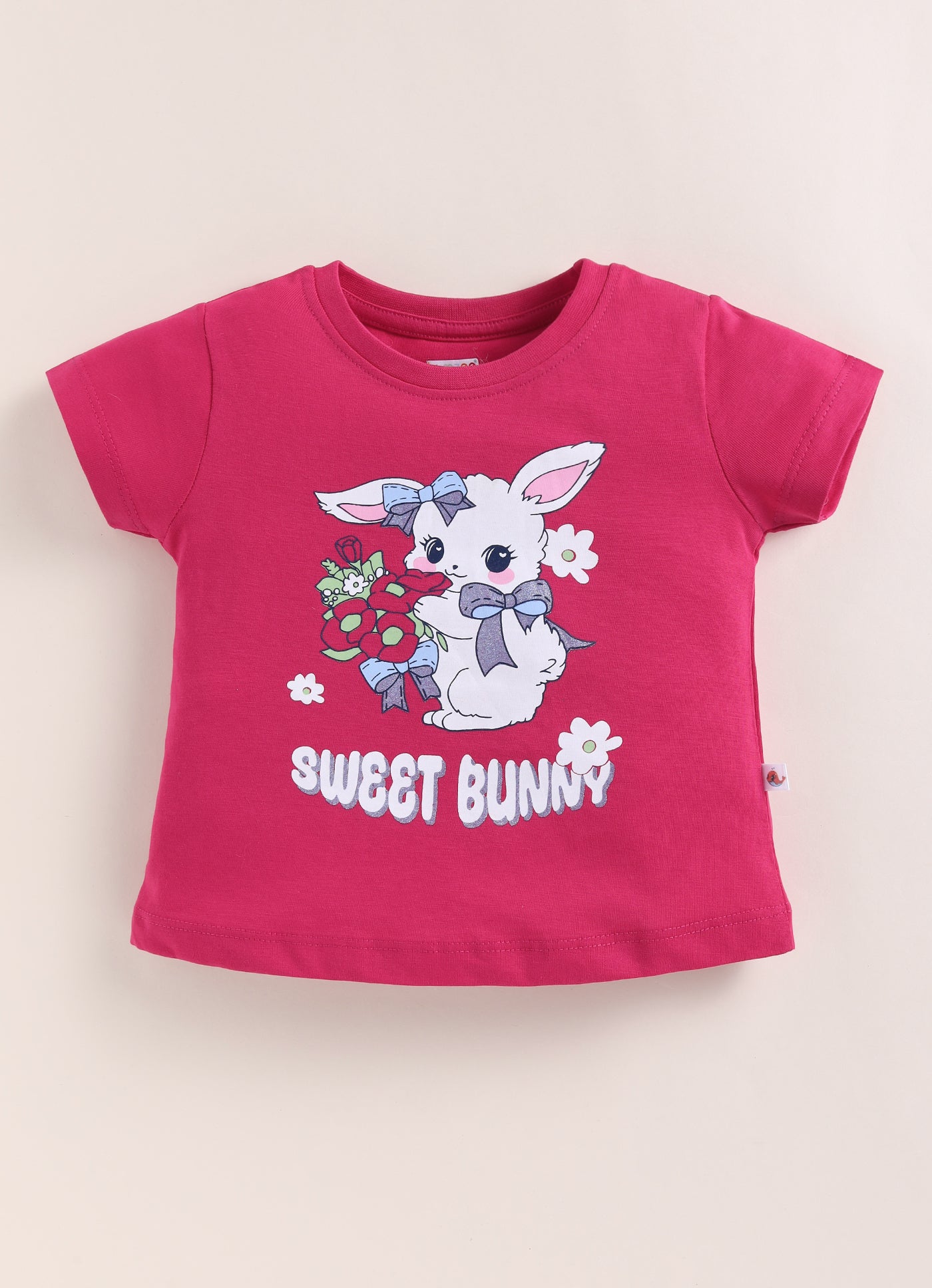 BUMZEE Pink & Navy Girls Half Sleeves T-Shirt & Short Set