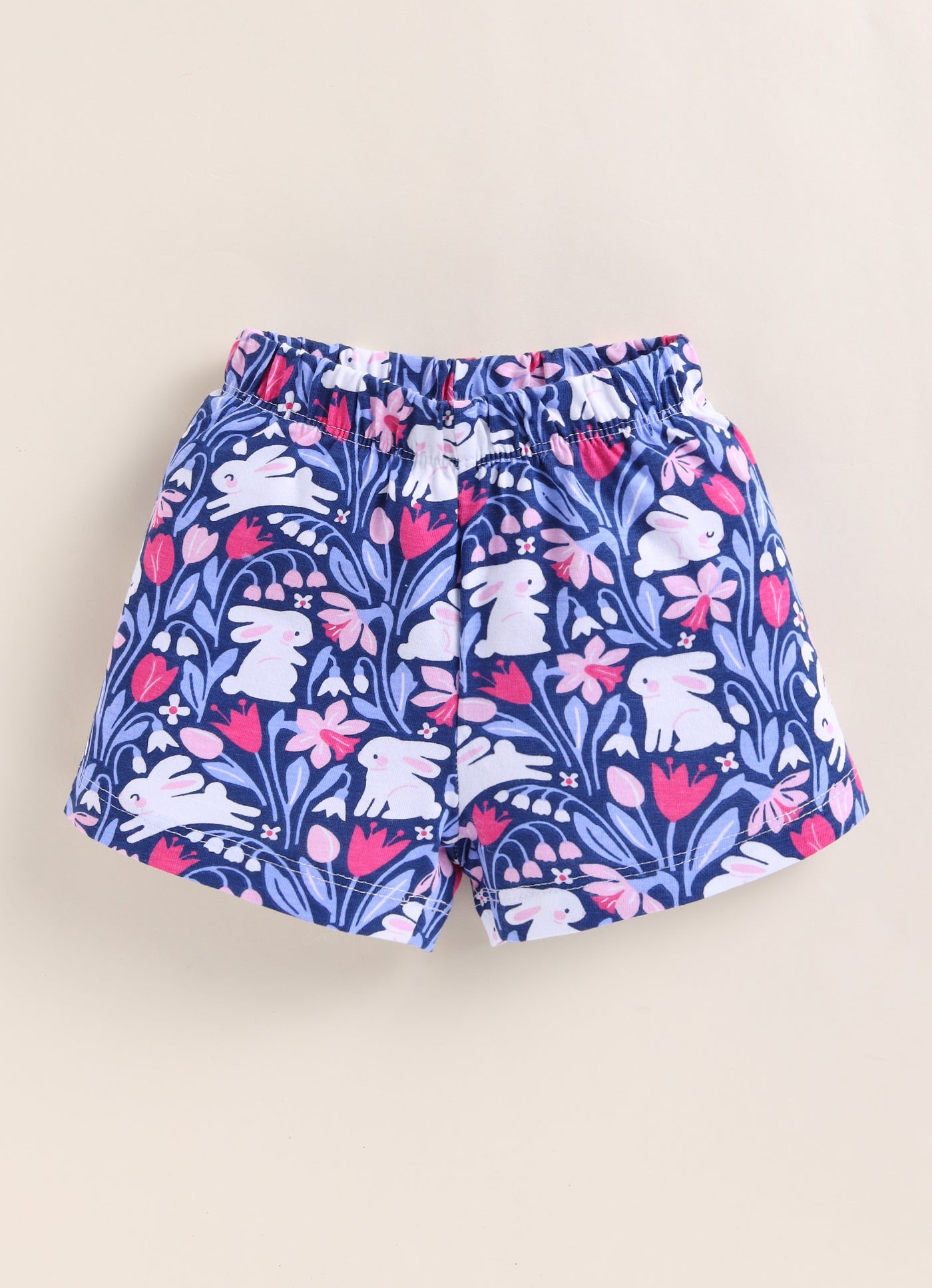 BUMZEE Pink & Navy Girls Half Sleeves T-Shirt & Short Set