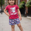 BUMZEE Pink & Navy Girls Half Sleeves T-Shirt & Short Set
