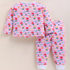 White & Pink Girls Full Sleeves Cotton T-Shirt & Pyjama Set