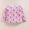 White & Pink Girls Full Sleeves Cotton T-Shirt & Pyjama Set