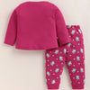 Pink Girls Full Sleeves Cotton T-Shirt & Pyjama Set