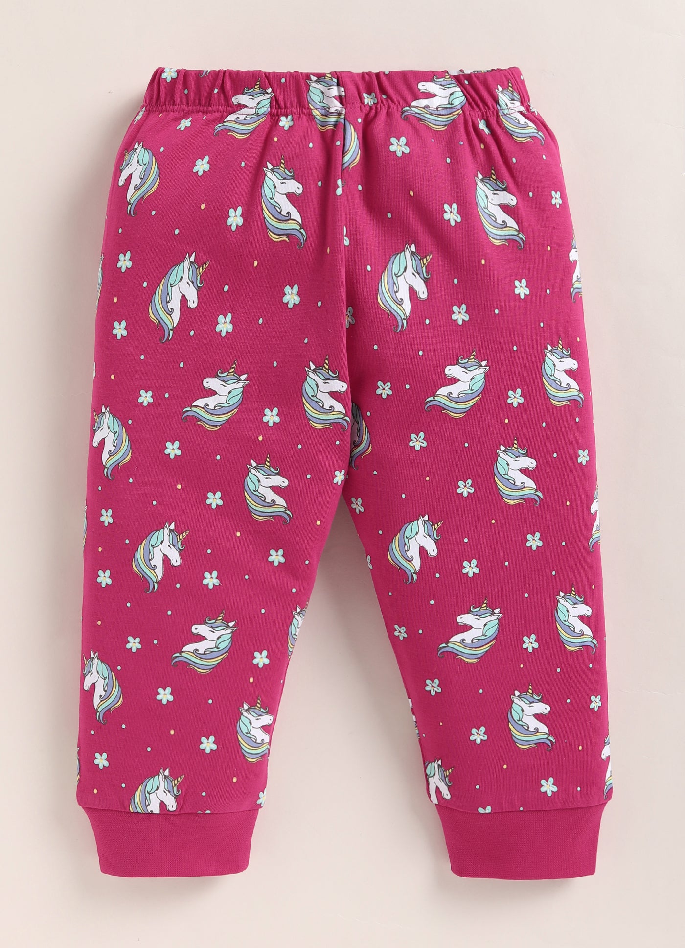 Pink Girls Full Sleeves Cotton T-Shirt & Pyjama Set