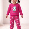 Pink Girls Full Sleeves Cotton T-Shirt & Pyjama Set