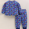 Navy Girls Full Sleeves Cotton T-Shirt & Pyjama Set