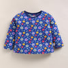 Navy Girls Full Sleeves Cotton T-Shirt & Pyjama Set