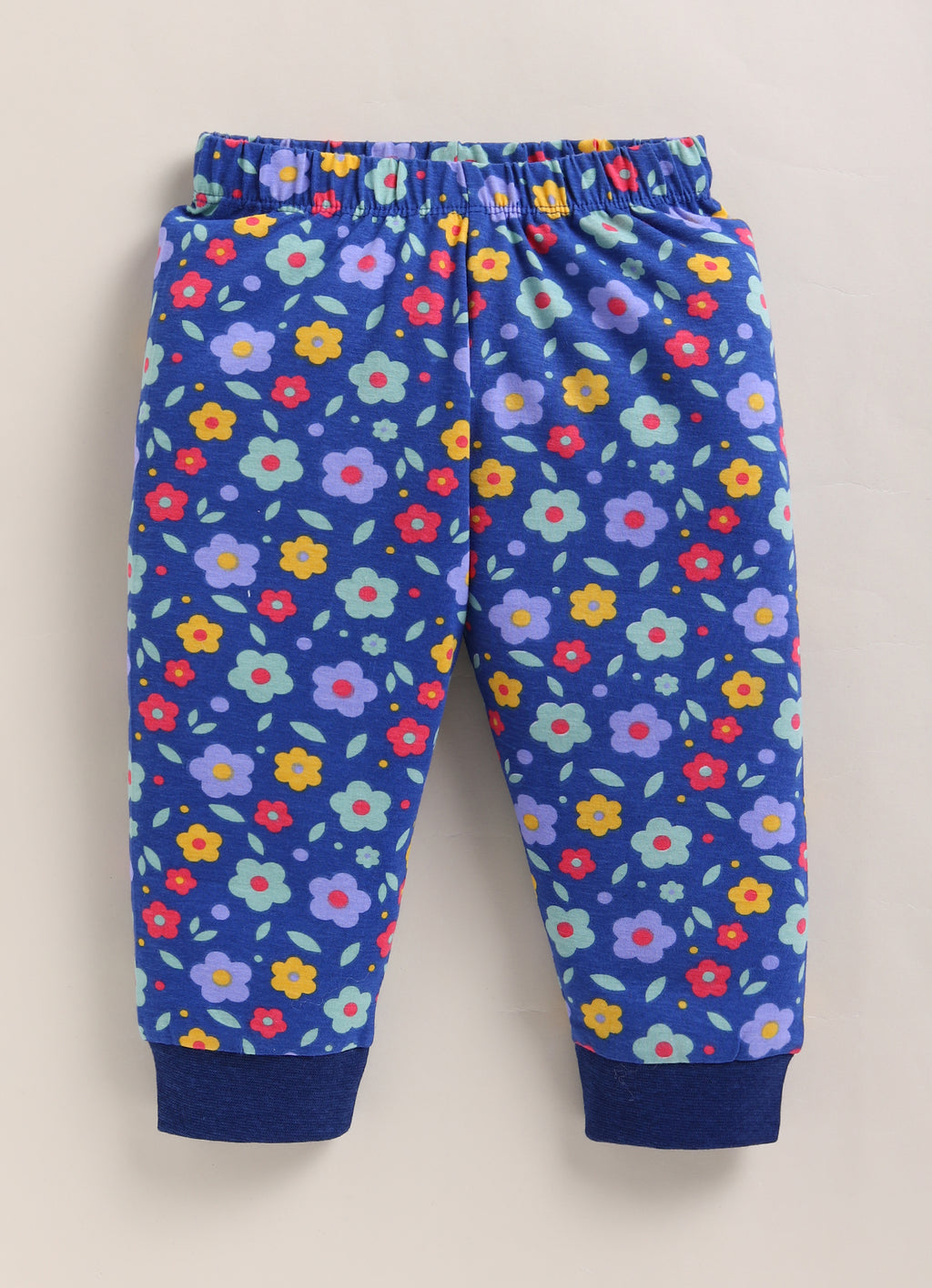 Bumzee Navy Floral Print T-Shirt & Pyjama Set, Full Sleeves, 100% Cotton