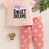 Peach & Orange Girls Half Sleeves Cotton T-Shirt & Pyjama Set