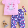 Pink & Navy Girls Half Sleeves Cotton T-Shirt & Pyjama Set