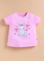 Bumzee Pink & Navy Animal Print T-Shirt & Pyjama Set, Half Sleeves, 100% Cotton