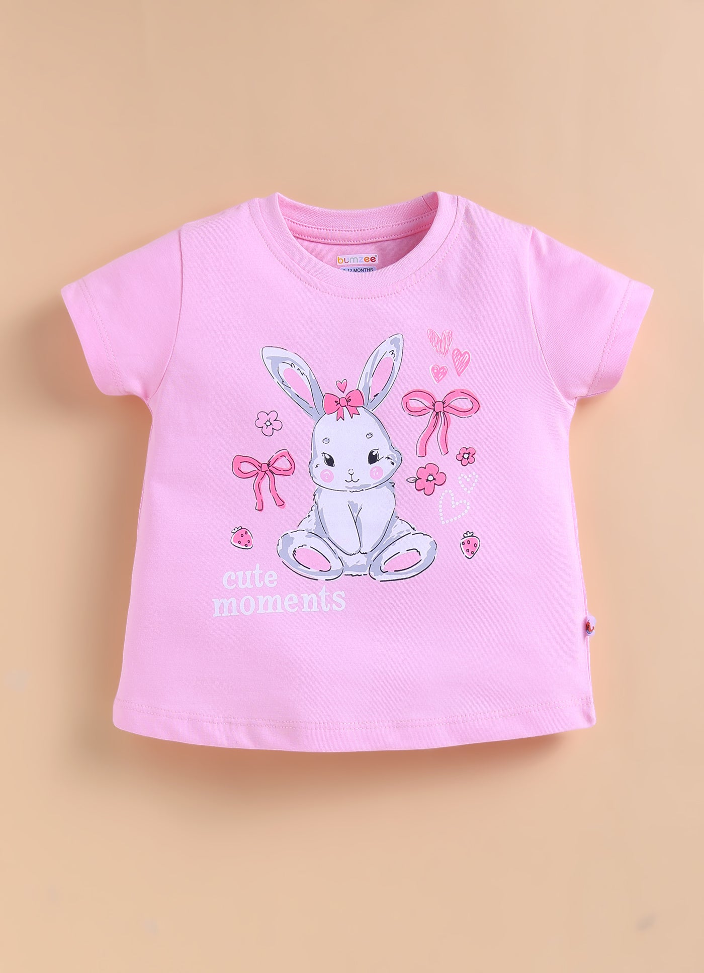 Pink & Navy Girls Half Sleeves Cotton T-Shirt & Pyjama Set