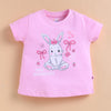 Pink & Navy Girls Half Sleeves Cotton T-Shirt & Pyjama Set