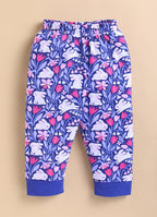 Bumzee Pink & Navy Animal Print T-Shirt & Pyjama Set, Half Sleeves, 100% Cotton