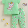 Green Girls Half Sleeves Cotton T-Shirt & Pyjama Set
