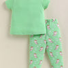Green Girls Half Sleeves Cotton T-Shirt & Pyjama Set